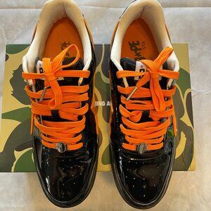 A Bathing Ape BAPESTA Black & Orange Patent Sneakers – Size 13 | Rare